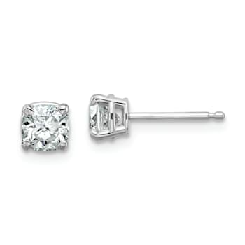 Rhodium Over 14K White Gold 3/4ct. 4.5mm Cushion G H I True Light
Moissanite Earrings
