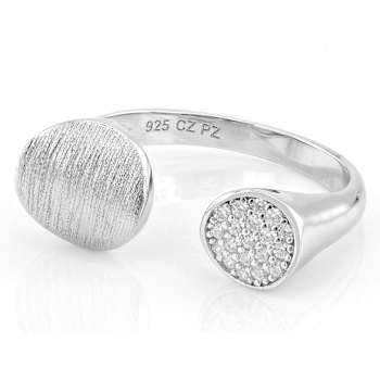 Contemporary CZ Bypass Ring In Sterling Silver