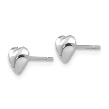Rhodium Over 14k White Gold Polished Heart Stud Earrings
