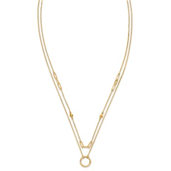 14K Yellow Gold Polished Double Layer Necklace