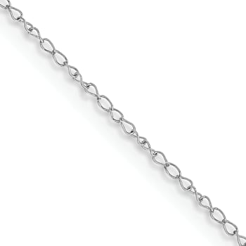 Rhodium Over 14k White Gold 0.42mm Solid Curb 24 Inch Chain
