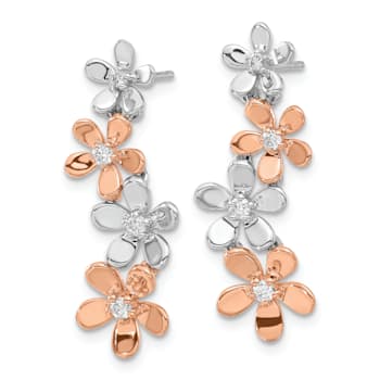 14k Two-tone Gold Diamond Dangle Earrings