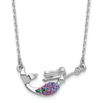 Rhodium Over Sterling Silver Crystal Mermaid 17.25 Inch with 2 Inch
Extension Necklace
