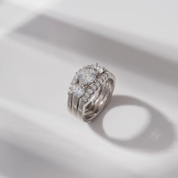 White Cubic Zirconia Platinum Over Sterling Silver Ring 2.57ctw