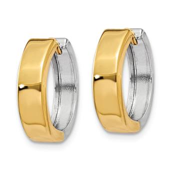 14k Yellow Gold and 14k White Gold 9/16" Hinged Hoop Earrings