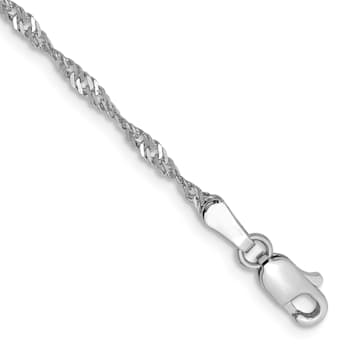 14K White Gold 1.7mm Singapore Chain Bracelet