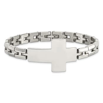 Stainless Steel Polished Cross Bracelet