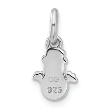 Rhodium Over Sterling Silver Multi-color Enamel Snowman Children's Pendant