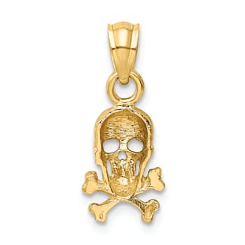 14k Yellow Gold Skull and Cross Bones Pendant