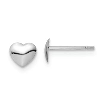Rhodium Over 14k White Gold Children's Polished Heart Stud Earrings