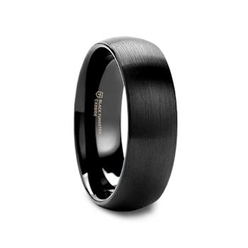 RAIDER Domed Brush Finished Black Tungsten Wedding Band 6mm