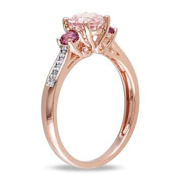 Morganite, Pink Tournaline and Diamond 10K Rose Gold Ring 1.09ctw