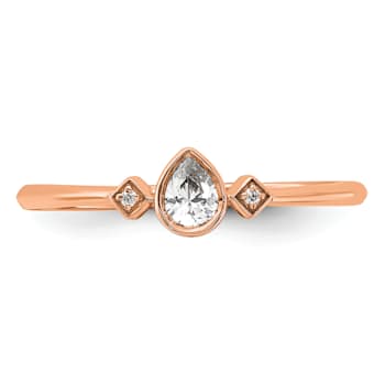 14K Rose Gold Petite Pear Diamond Ring 0.13ctw
