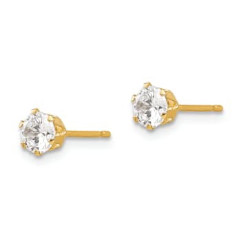 14K Yellow Gold Cubic Zirconia Stud Post Earrings
