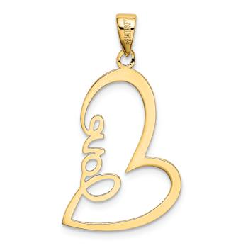 14k Yellow Gold Polished Love Heart Pendant