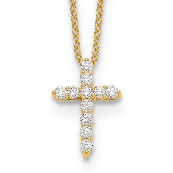 14K Yellow Gold Lab Grown Diamond VS/SI GH, Cross Pendant Necklace