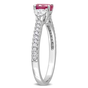 Ruby and Diamond 14K White Gold Ring 1.05ctw