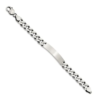 Sterling Silver Antiqued Curb Link ID Bracelet