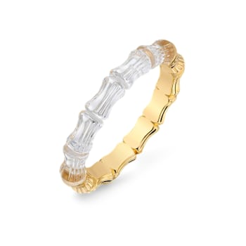 14K Yellow Gold Over Sterling Silver Acrylic Bamboo Bangle in Clear