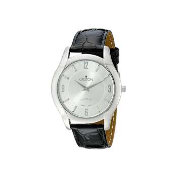 Croton Men's 41mm Stainless Steel Leather Band Watch