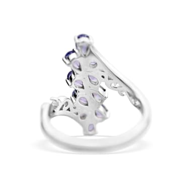Rhodium Over Sterling Silver Mixed Shape Tanzanite Ring 1.96ctw