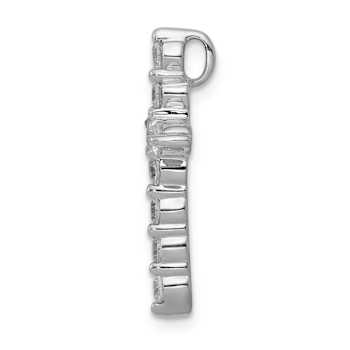 Rhodium Over 10k White Gold 0.50 ctw Diamond Cross Chain Slide Pendant