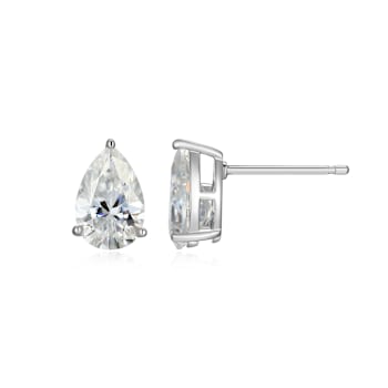 Pear Shape Moissanite Platineve Stud Earrings 3.00ctw DEW