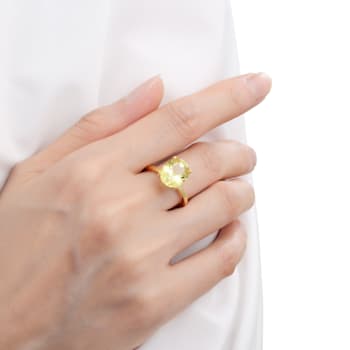 Oval Lab Created Yellow Sapphire 18K Yellow Gold Over Sterling Silver
Solitaire Ring 4.00ct