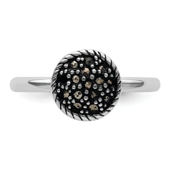 Rhodium Over Sterling Silver Stackable Expressions Marcasite Ring
