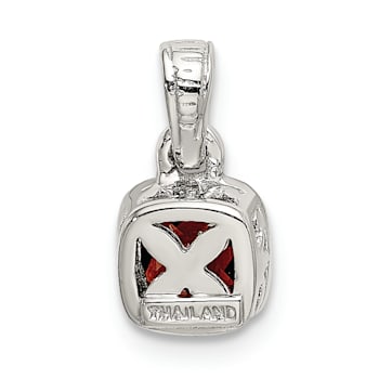 Rhodium Over Sterling Silver with 14k Accent Garnet Pendant
