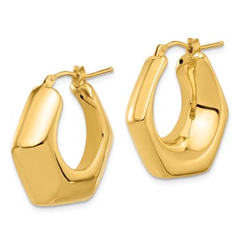 14K Yellow Gold 15/16" Polished Hoop Earrings
