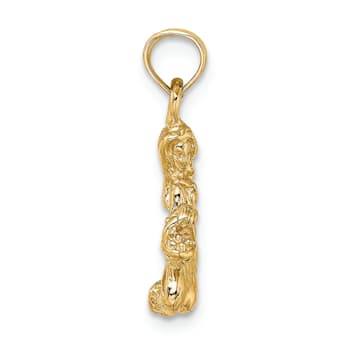 14k Yellow Gold 3D Textured Virgo Zodiac pendant