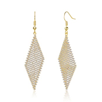 CZ Pave Mesh Dangle Earrings In 14K Gold Over Sterling Silver