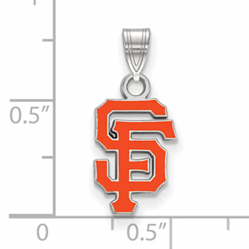 Rhodium Over Sterling Silver MLB San Francisco Giants LogoArt Enameled Pendant