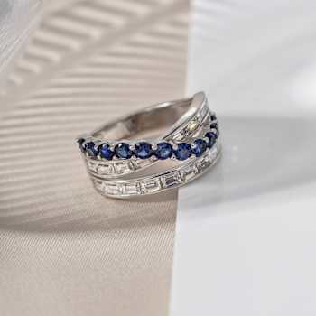 Lab Created Blue Saphhire And White Cubic Zirconia Platinum Over
Sterling Silver Ring 2.54ctw