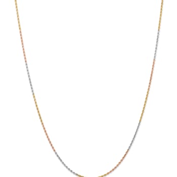 14k Tri-color Gold 1.5mm Solid Diamond-Cut Rope 20 Inch Chain