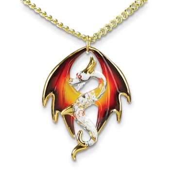 Glass Baron 22K Accent Gold-trim Dragon Gold-tone Necklace