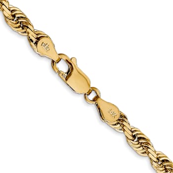 14k Yellow Gold 4.5mm Diamond-Cut Quadruple Rope Link Bracelet