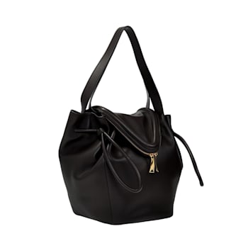 Bottega Veneta Beak Large Black Calfskin Shoulder Bag