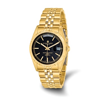 Mens Charles Hubert IP-plated Black Dial Watch