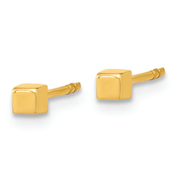 14k Yellow Gold Polished 2.5mm Cube Stud Earrings