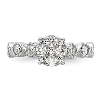 Rhodium Over 14K White Gold Lab Grown Diamond VS/SI GH, Cluster Ring 0.782ctw