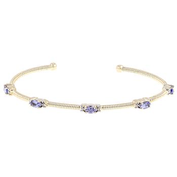 Tanzanite And White Zircon Cuff Bracelet In 18K Gold Over Sterling
Silver 1.10ctw