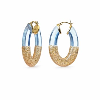 14K Yellow Gold Over Sterling Silver Flat Oval Hoops in Gold Color
Glitter and Blue