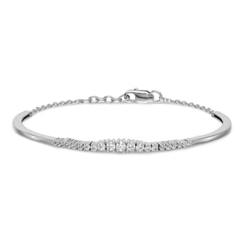 14K White Gold Lab Grown Diamond VS/SI GH, Graduated Bangle Bracelet