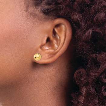 14k Yellow Gold Polished and Diamond-cut 8mm Ball Stud Earrings