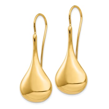 14k Yellow Gold Polished Abstract Wire Dangle Earrings