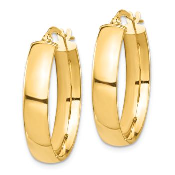 14k Yellow Gold 1" High Polished Hoop Earrings
