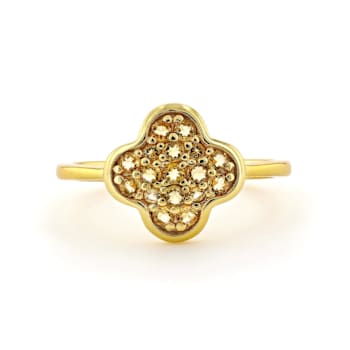 Citrine 18K Yellow Gold Over Sterling Silver 4-Leaf Clover Cluster Ring