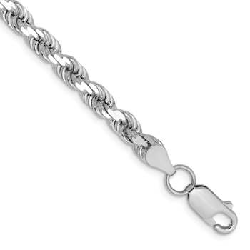 Rhodium Over 10k White Gold 4.5mm Diamond-Cut Rope Link Bracelet